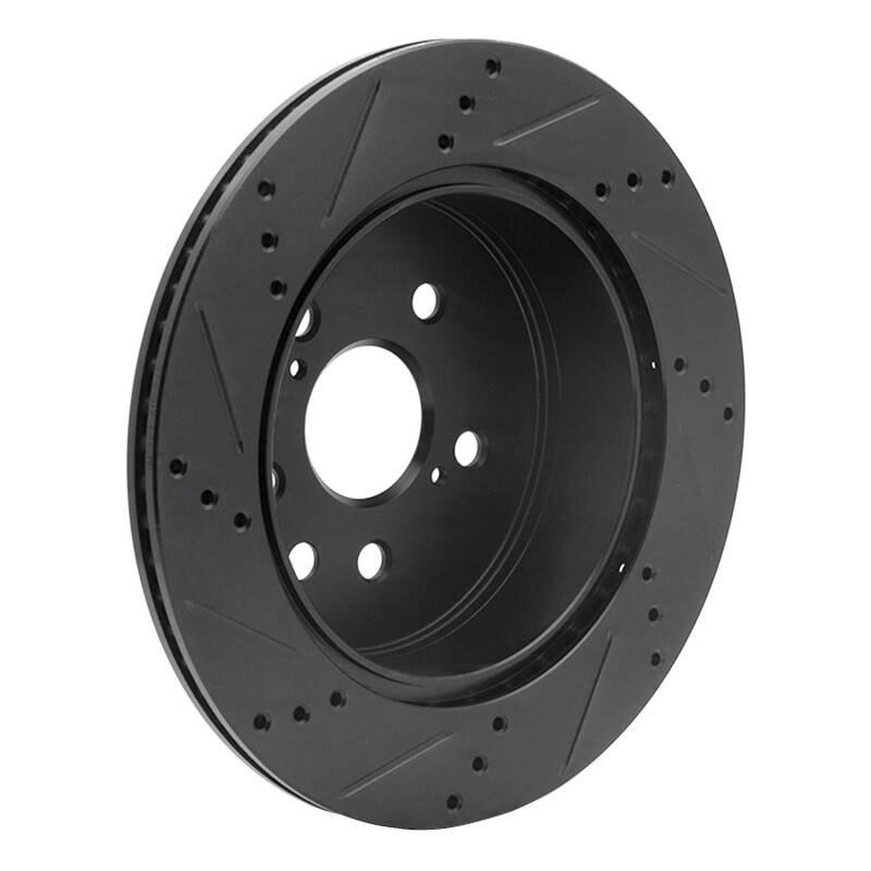 Lexus IS250 Brake Rotor (1) - Rear Right - R1 Concepts - Drilled & Slotted - Black - `06-`20